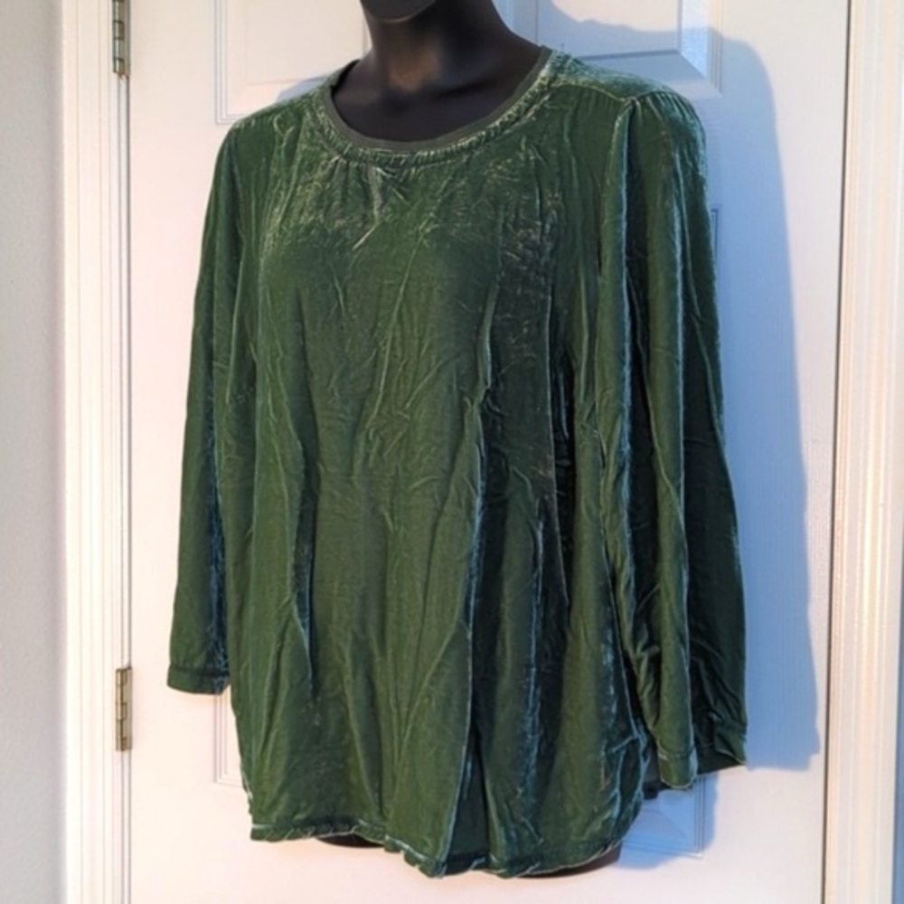 Soft Surroundings Long Sleeve Silk Blend Velour Top  Size L